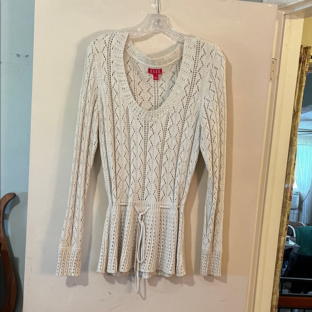 Elle Women's Cream Lace Knit Blouse